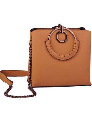 Nas Bag Kadın Çapraz Çanta Zincirli Şık Çanta - Taba