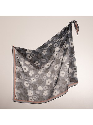 Piramit Naturel Eşarp | Çiçek Baskı