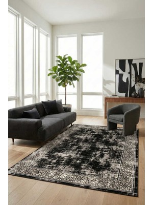 Efor Halı Lynosse Siyah Halı Modern Dokuma Halı Yumuşak Oturma Odası Salon Çocuk Odası Mutfak Halısı P0396