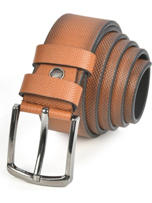 Rizzup Erkek Taba 4 cm Eninde Nokta Desenli Suni Deri Kemer 2402610