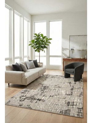 Efor Halı Lynosse Gri Siyah Halı Modern Dokuma Halı Yumuşak Oturma Odası Salon Çocuk Odası Mutfak Halısı P0403