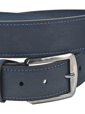 Rizzup Erkek Lacivert 4 cm Eninde Suni Deri Kemer Yanları Dikişli Spor Kemer 2502652