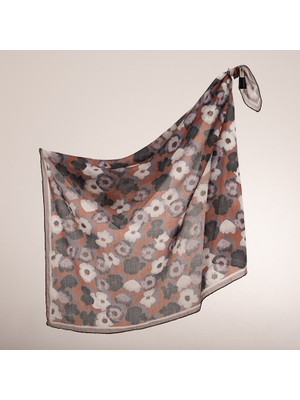 Piramit Naturel Eşarp | Çiçek Baskı