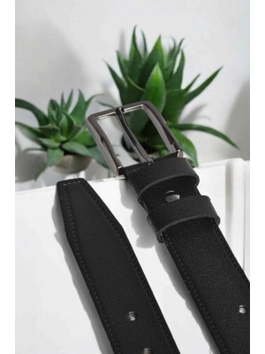 Rizzup Erkek Siyah %100 Hakiki Deri 3,5 cm Klasik Kemer Kumaş Pantolon Kemeri 2502636