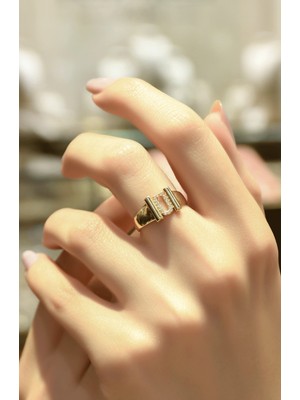 Ravi Pırlanta Taşlı Ü Harf Fantazi Yüzük 14 Ayar AT04912