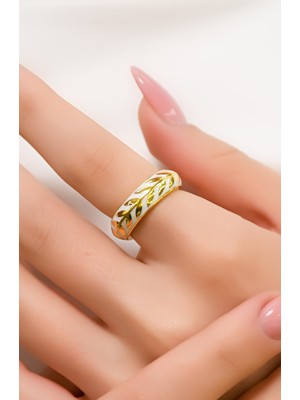 Mineli Yaprak Desenli Yüzük 22 Ayar A064928