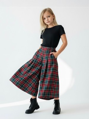 Catz Kids Kız Çocuk Ekose Desen Kali Pantolon Etek