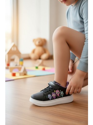 Enoch  Labubu Karakter Baskılı Kız Çocuk Spor Ayakkabı Cırtlı ve Bağcıklı