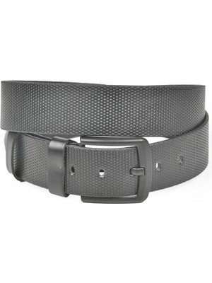 Rizzup Erkek Siyah 4,5 cm Siyah Tokalı Desenli Suni Deri Spor Kemer 2402644