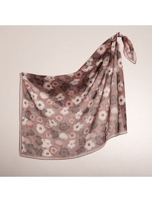 Piramit Naturel Eşarp | Çiçek Baskı