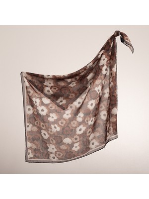 Piramit Naturel Eşarp | Çiçek Baskı