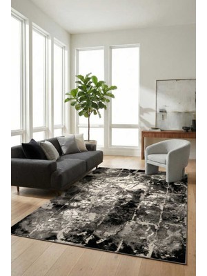 Efor Halı Lynosse Siyah Halı Modern Dokuma Halı Yumuşak Oturma Odası Salon Çocuk Odası Mutfak Halısı P0849