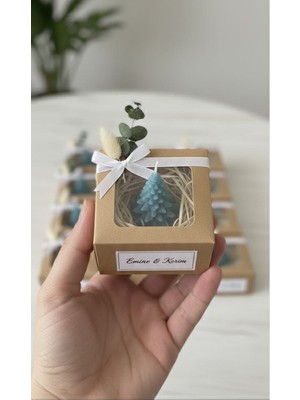 Kamira Nikah, Nişan ve Söz Hediyeliği - Estetik Çam Ağacı Mum - Özel Tasarım Pencere Kutulu