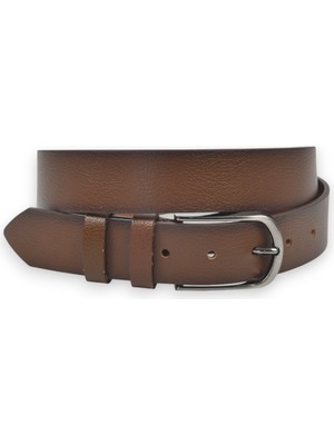 Rizzup Erkek Taba Hakiki Deri Klasik Kemer 3,5 cm Kumaş Pantolon Kemeri 2502635