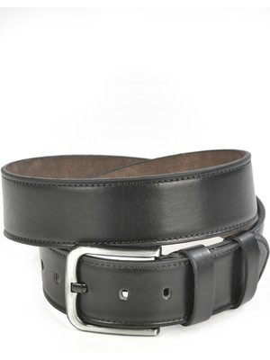 Rizzup Erkek Siyah 4,5 cm Eninde Kenarları Desenli Tokalı Suni Deri Kot Kemeri 2402609