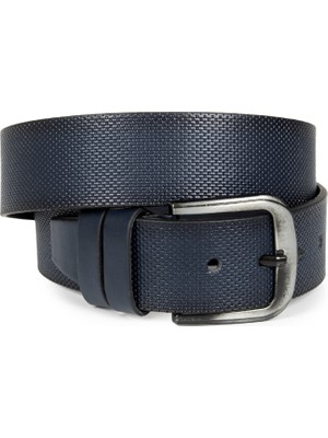 Rizzup Erkek Lacivert Nokta Desenli 4,5 cm Kemer Tokalı Erkek Suni Deri Kemer 2305574