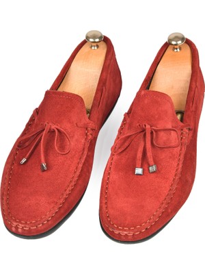 Rizzup Erkek Bordo Bağcık Detaylı Yazlık Süet Deri Günlük Ayakkabı Loafer 2509964