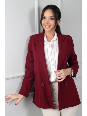 By Saygı Kadın Kruvaze Yaka Astarlı Cepli Ceket