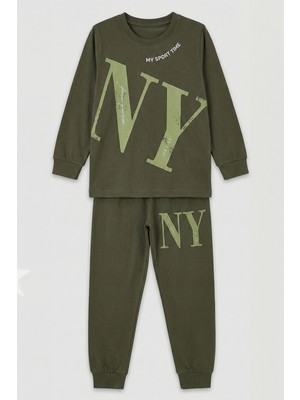 Remsa Erkek Çocuk Garson Boy Pamuk Penye Pijama Takımı 4224 HAKI02