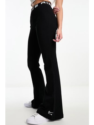Nike Air High Rise Wide Leg Jersey Leggings Kadın Yüksek Bel Bol Paça Tayt Siyah