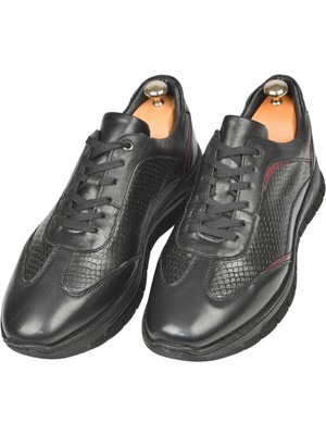 Rizzup Erkek Siyah Desenli Bağcıklı Yüksek Taban Deri Spor Ayakkabı Casual Sneaker 2509994