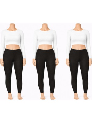 Belpa Kadın Siyah Termal Tayt 3 Adet