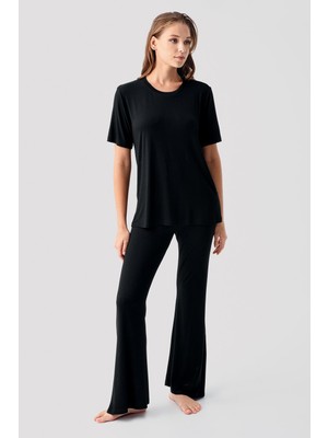 Artış Collection Kısa Kollu Basic Ispanyol Paça Esnek Viskoz Pijama Takım 19213