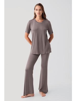 Artış Collection Kısa Kollu Basic Ispanyol Paça Esnek Viskoz Pijama Takım 19213