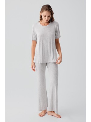 Artış Collection Kısa Kollu Basic Ispanyol Paça Esnek Viskoz Pijama Takım 19213