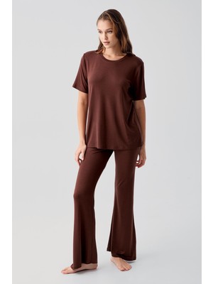 Artış Collection Kısa Kollu Basic Ispanyol Paça Esnek Viskoz Pijama Takım 19213