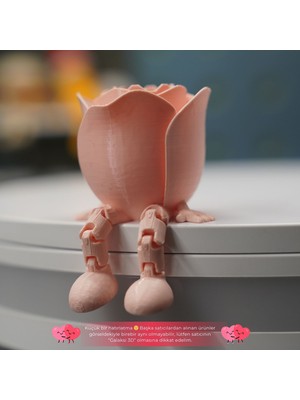 Oturan Gül Tasarımlı Figür | Pudra Pembe | Masa Üstü & Ofis Dekoru