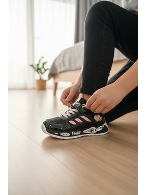 Enoch Kalp Figürlü Kız Çocuk Spor Ayakkabı Cırtlı ve Bağcıklı