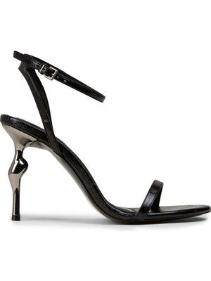 Deery Kadın Siyah Krokodil Desenli Abiye Ayakkabı - V0301ZSYHM01