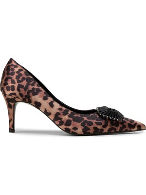 Deery Kadın Leopar Desenli Toka Aksesuarlı Topuklu Ayakkabı - V3091ZLPRM01