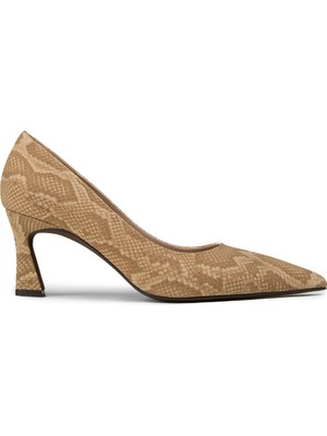 Deery Kadın Bej Piton Desenli Orta Topuklu Stiletto - V4030ZBEJM01