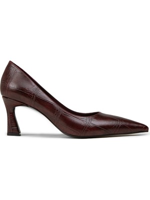 Deery Kadın Bordo Krokodil Desenli Orta Topuklu Stiletto - V4030ZBRDM01