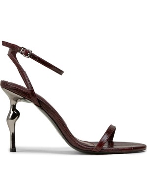 Deery Kadın Bordo Krokodil Desenli Abiye Ayakkabı - V0301ZBRDM01