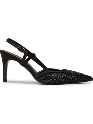Deery Kadın Siyah Taş Detaylı Slingback Stiletto - RD140ZSYHM01