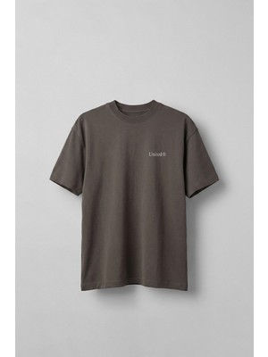 Abluka Online Erkek Oversize Boks Baskılı Pamuklu T-Shirt Antrasit