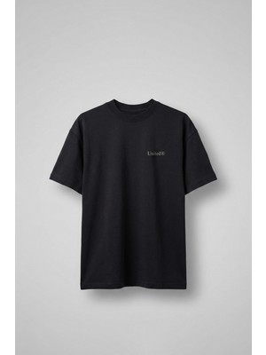 Abluka Online Erkek Oversize Boks Baskılı Pamuklu T-Shirt Siyah