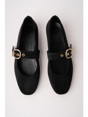 Muggo Halsey Gold Tokalı Deri Kadın Babet Ayakkabı