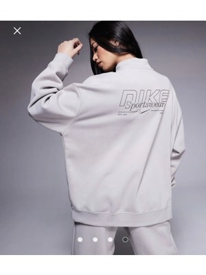 Nike Sportswear Fleece 1/4 Zipped Oversize Çeyrek Fermuarlı Bol Kalıp Kadın Sweatshirt HV6071-009