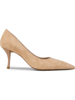 Deery Kadın Süet Bej Sivri Burun Stiletto - V4045ZBEJM01