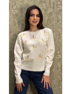 Leilaa Çiçek Nakışlı Midi Boy Kazak