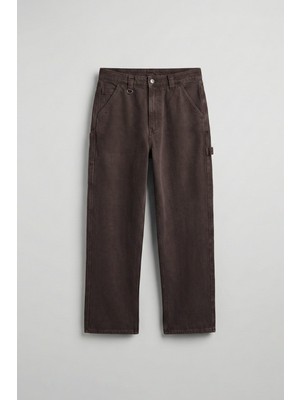 Abluka Online Erkek Baggy Marangoz Cepli Jean Pantolon Kahverengi