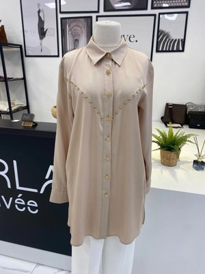 2k Bej Düğmeli Gömlek