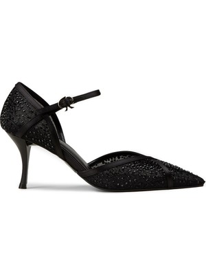 Deery Kadın Siyah Transparan Topuklu Ayakkabı - V4069ZSYHM01