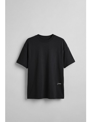 Abluka Online Erkek Oversize Sırt Baskılı Pamuklu T-Shirt Siyah