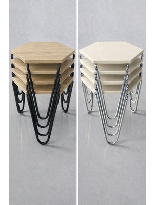 4 Lü Lüx Siyah Piramit Zigon Sehpa