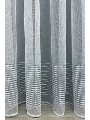 Cortibo Roma Şeritli 1'e 2,5 Orta Pileli Tül Perde Gri